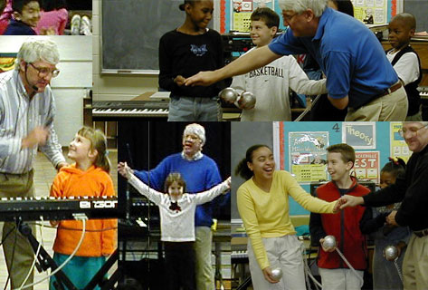 Tom and kids in performance